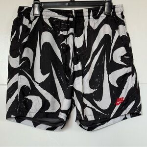 Nike Men's Abstract Black and Gray Swim Shorts